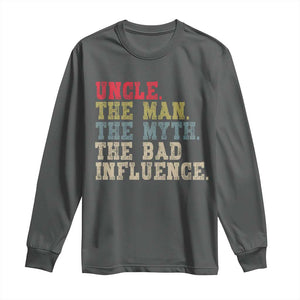 Retro Uncle Long Sleeve Shirt Best Funny Uncle Fathers Day TS10 Dark Heather Print Your Wear