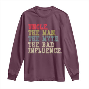 Retro Uncle Long Sleeve Shirt Best Funny Uncle Fathers Day TS10 Maroon Print Your Wear
