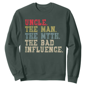 Retro Uncle Sweatshirt Best Funny Uncle Fathers Day TS10 Dark Forest Green Print Your Wear