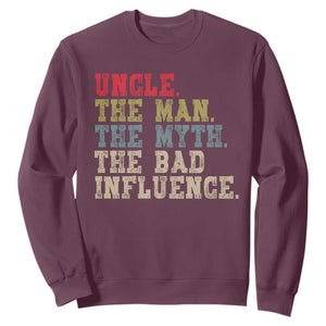 Retro Uncle Sweatshirt Best Funny Uncle Fathers Day TS10 Maroon Print Your Wear