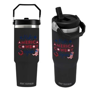 Retro Western Cowboys Flip Straw Tumbler Make America A Cowboy Again Country Lifestyle Rodeo TS02 One Size: 30 oz Black Print Your Wear