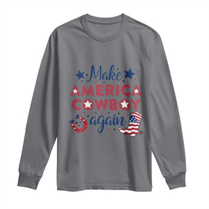Retro Western Cowboys Long Sleeve Shirt Make America A Cowboy Again Country Lifestyle Rodeo TS02 Charcoal Print Your Wear
