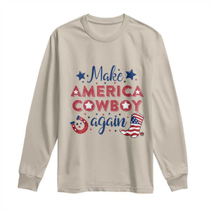 Retro Western Cowboys Long Sleeve Shirt Make America A Cowboy Again Country Lifestyle Rodeo TS02 Sand Print Your Wear