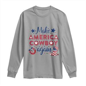 Retro Western Cowboys Long Sleeve Shirt Make America A Cowboy Again Country Lifestyle Rodeo TS02 Sport Gray Print Your Wear