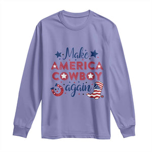 Retro Western Cowboys Long Sleeve Shirt Make America A Cowboy Again Country Lifestyle Rodeo TS02 Violet Print Your Wear