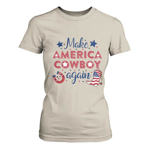 Retro Western Cowboys T Shirt For Women Make America A Cowboy Again Country Lifestyle Rodeo TS02 Sand Print Your Wear