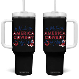 Retro Western Cowboys Tumbler With Handle Make America A Cowboy Again Country Lifestyle Rodeo TS02 One Size: 40 oz Black Print Your Wear