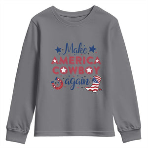 Retro Western Cowboys Youth Sweatshirt Make America A Cowboy Again Country Lifestyle Rodeo TS02 Charcoal Print Your Wear