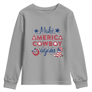 Retro Western Cowboys Youth Sweatshirt Make America A Cowboy Again Country Lifestyle Rodeo TS02 Sport Gray Print Your Wear