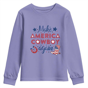 Retro Western Cowboys Youth Sweatshirt Make America A Cowboy Again Country Lifestyle Rodeo TS02 Violet Print Your Wear