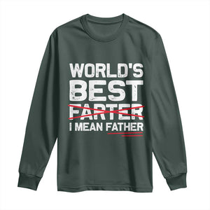 Retro World's Best Farter I Mean Father Long Sleeve Shirt Funny Best Dad TS10 Dark Forest Green Print Your Wear