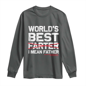Retro World's Best Farter I Mean Father Long Sleeve Shirt Funny Best Dad TS10 Dark Heather Print Your Wear
