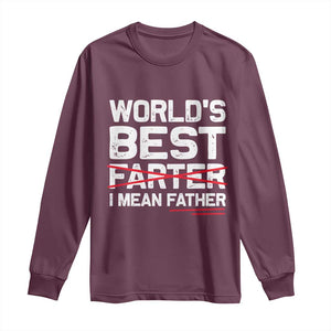 Retro World's Best Farter I Mean Father Long Sleeve Shirt Funny Best Dad TS10 Maroon Print Your Wear