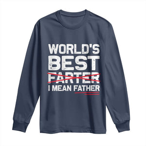 Retro World's Best Farter I Mean Father Long Sleeve Shirt Funny Best Dad TS10 Navy Print Your Wear