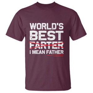 Retro World's Best Farter I Mean Father T Shirt Funny Best Dad TS10 Maroon Print Your Wear