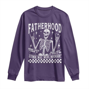 Rockin' Fatherhood Skeleton Long Sleeve Shirt Funny Dad Life Quote Gift for Fathers Day TS02 Purple Print Your Wear