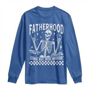Rockin' Fatherhood Skeleton Long Sleeve Shirt Funny Dad Life Quote Gift for Fathers Day TS02 Royal Blue Print Your Wear