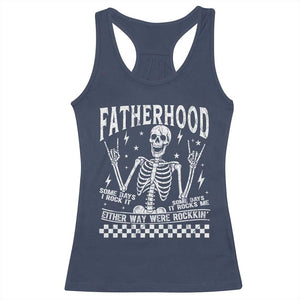 Rockin' Fatherhood Skeleton Racerback Tank Top Funny Dad Life Quote Gift for Fathers Day TS02 Navy Print Your Wear