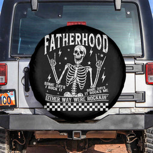 Rockin' Fatherhood Skeleton Spare Tire Cover Funny Dad Life Quote Gift for Fathers Day TS02 No hole Black Print Your Wear