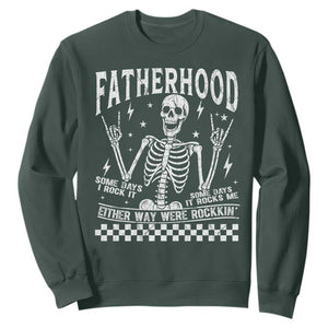 Rockin' Fatherhood Skeleton Sweatshirt Funny Dad Life Quote Gift for Fathers Day TS02 Dark Forest Green Print Your Wear
