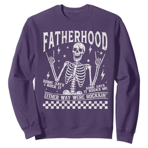 Rockin' Fatherhood Skeleton Sweatshirt Funny Dad Life Quote Gift for Fathers Day TS02 Purple Print Your Wear