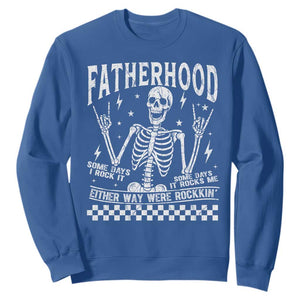 Rockin' Fatherhood Skeleton Sweatshirt Funny Dad Life Quote Gift for Fathers Day TS02 Royal Blue Print Your Wear