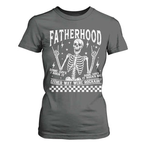 Rockin' Fatherhood Skeleton T Shirt For Women Funny Dad Life Quote Gift for Fathers Day TS02 Dark Heather Print Your Wear