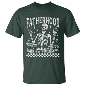 Rockin' Fatherhood Skeleton T Shirt Funny Dad Life Quote Gift for Fathers Day TS02 Dark Forest Green Print Your Wear