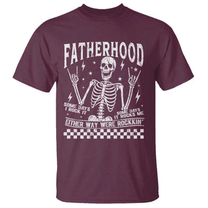 Rockin' Fatherhood Skeleton T Shirt Funny Dad Life Quote Gift for Fathers Day TS02 Maroon Print Your Wear