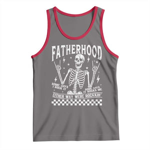Rockin' Fatherhood Skeleton Tank Top Funny Dad Life Quote Gift for Fathers Day TS02 Deep Heather Red Print Your Wear