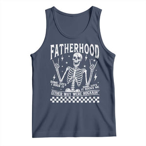 Rockin' Fatherhood Skeleton Tank Top Funny Dad Life Quote Gift for Fathers Day TS02 Navy Print Your Wear