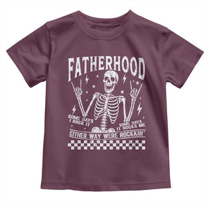 Rockin' Fatherhood Skeleton Toddler T Shirt Funny Dad Life Quote Gift for Fathers Day TS02 Maroon Print Your Wear