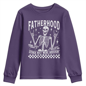 Rockin' Fatherhood Skeleton Youth Sweatshirt Funny Dad Life Quote Gift for Fathers Day TS02 Purple Print Your Wear