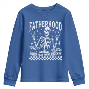 Rockin' Fatherhood Skeleton Youth Sweatshirt Funny Dad Life Quote Gift for Fathers Day TS02 Royal Blue Print Your Wear