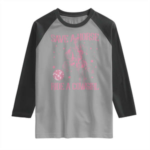 Save A Horse Ride A Cowgirl Raglan Shirt Subtle Lesbian Cowgirl Western LGBTQ Pride Month TS10 Sport Gray Black Print Your Wear