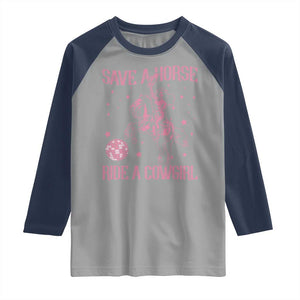Save A Horse Ride A Cowgirl Raglan Shirt Subtle Lesbian Cowgirl Western LGBTQ Pride Month TS10 Sport Gray Navy Print Your Wear