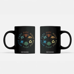 Save Bees Rescue Animals Recycle Plastic Coffee Mug Earth Day Protect The Environment TS02 Black Print Your Wear