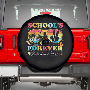 School's Out Forever Retired Teacher 2025 Spare Tire Cover Groovy Retirement TS10 Black Print Your Wear