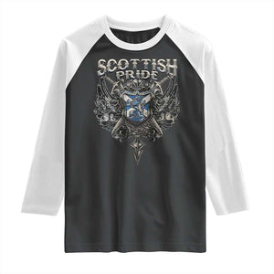 Scottish Pride Celtic Scotland Lion Rampant Raglan Shirt TS11 Black White Print Your Wear
