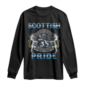 Scottish Pride Long Sleeve Shirt Lion Rampant Unicorns Scottish Flag TS11 Black Print Your Wear