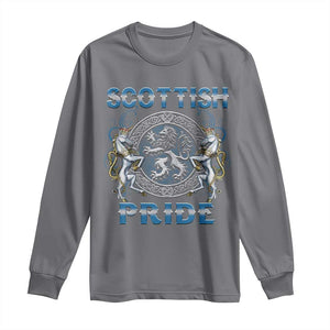 Scottish Pride Long Sleeve Shirt Lion Rampant Unicorns Scottish Flag TS11 Charcoal Print Your Wear