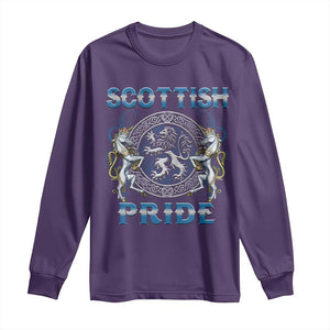 Scottish Pride Long Sleeve Shirt Lion Rampant Unicorns Scottish Flag TS11 Purple Print Your Wear