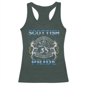Scottish Pride Racerback Tank Top Lion Rampant Unicorns Scottish Flag TS11 Dark Forest Green Print Your Wear