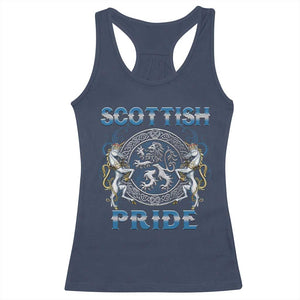Scottish Pride Racerback Tank Top Lion Rampant Unicorns Scottish Flag TS11 Navy Print Your Wear