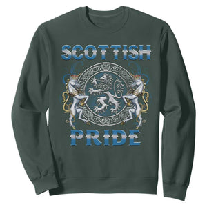 Scottish Pride Sweatshirt Lion Rampant Unicorns Scottish Flag TS11 Dark Forest Green Print Your Wear