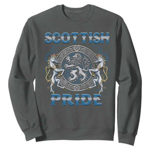 Scottish Pride Sweatshirt Lion Rampant Unicorns Scottish Flag TS11 Dark Heather Print Your Wear