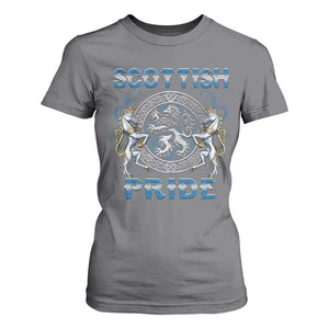 Scottish Pride T Shirt For Women Lion Rampant Unicorns Scottish Flag TS11 Charcoal Print Your Wear