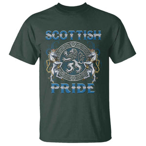 Scottish Pride T Shirt Lion Rampant Unicorns Scottish Flag TS11 Dark Forest Green Print Your Wear