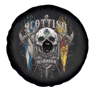 Scottish Warrior Spare Tire Cover Vintage Skull Celtic Cross Scottish Lion Rampant Flag TS11 Print Your Wear