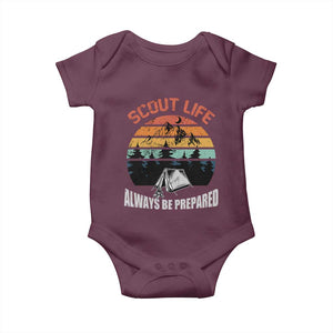 Scout Camping Baby Onesie Scout Camping Always Be Prepared Hiking Camping Outdoors Troop Leader TS02 Maroon Print Your Wear